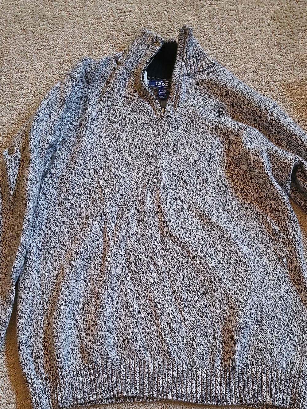Izod Boys’s XL Heather Gray Quarter-Zip Pullover Sweater